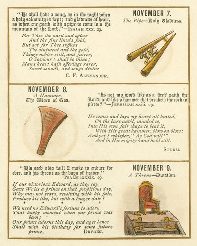 Side fra Bibelens emblemjubileumsbok (fargelitografi) av William Foster