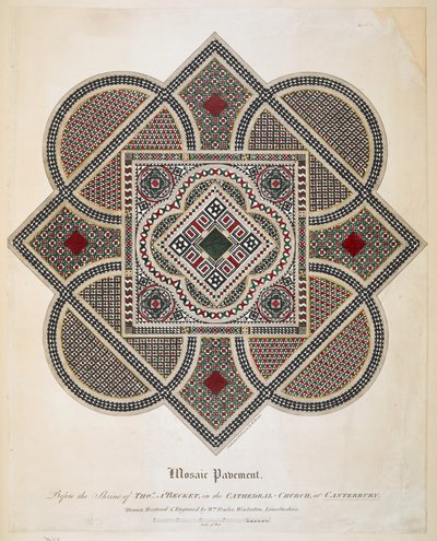 Mosaikk fortau foran helligdommen til Thomas A Becket i katedralkirken på Canterbury av William Fowler