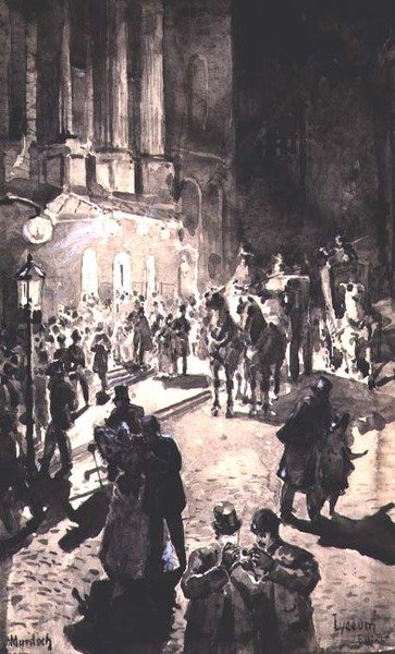 The Door of the Lyceum, Edinburgh (blekk og kinesisk hvit) av William G. Burn Murdoch