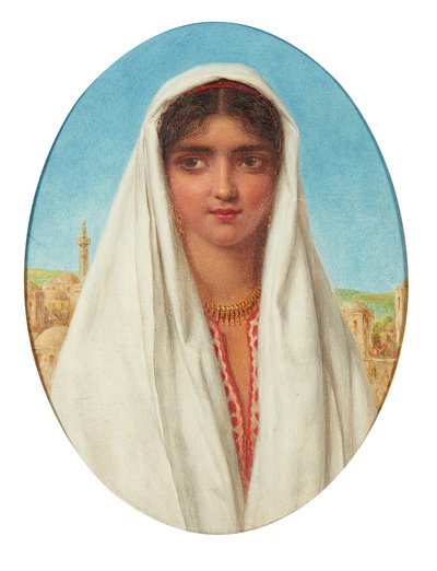 Portrett av en arabisk jente (olje på panel) av William Gale