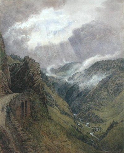 På Ruskins gamle vei mellom Morez og Les Rousses, Jura av William Gersham Collingwood