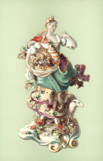 Figur av en gjeterinne, Chelsea (farge litho) av William Gibb