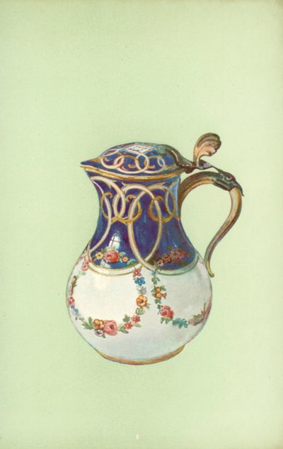 Kanne, Sevres, kongeblå (farge litho) av William Gibb