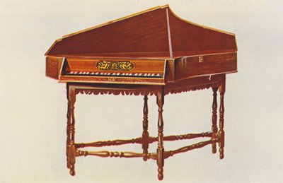 Musikkinstrumenter: Spinet (farge litho) av William Gibb