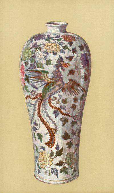 Vase i arkaisk stil, kinesisk, periode med Yung Cheng (farge litho) av William Gibb