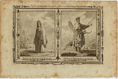 Vaner til en moskovittisk kvinne og armer og kjole til en Kalmyk, ca 1730 av William Grainger