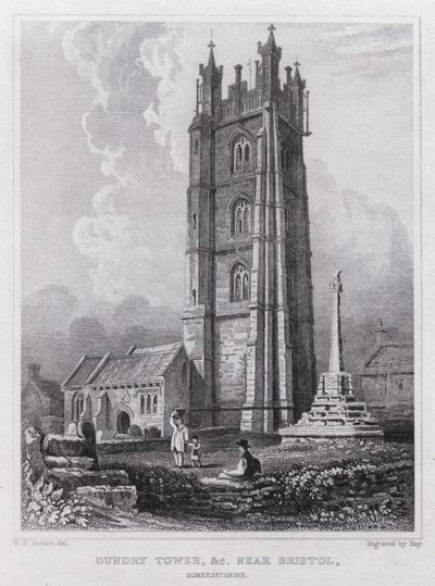 Dundry Tower, etc nær Bristol, Somersetshire (gravering) av William H. Bartlett