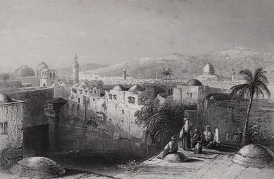 Hiskias basseng, Jerusalem (gravering) av William H. Bartlett