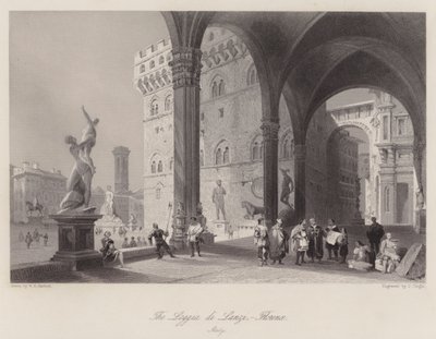 Loggia di Lanzi, Firenze, Italia (gravering) av William H. Bartlett
