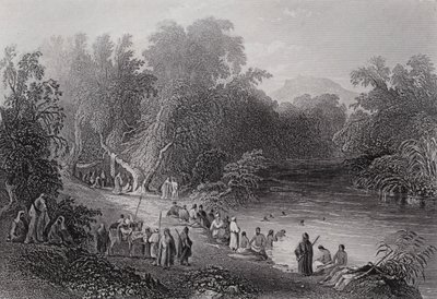 The River Jordan, gresk badested (gravering) av William H. Bartlett