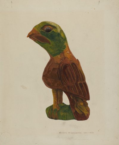 Pa. Tysk utskåret fugl, ca. 1939. av William H Edwards