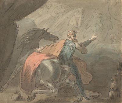 En konge og en hest med spøkelsesaktige kvinner, 1770-80. av William Hamilton