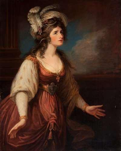 Portrett av Sarah Siddons (1755-1831) als Zara, av Hamilton, William (1751-1801). Olje på lerret, ca 1784. Mål : 127x101,6 cm. Privat samling av William Hamilton