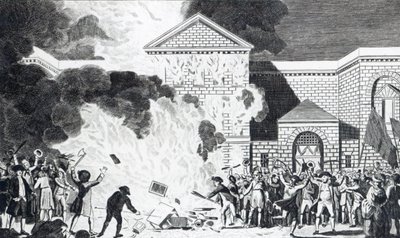 Ødeleggelsene forårsaket av at Rioters of London avfyrte New Gaol of Newgate og brente Mr. Akerman