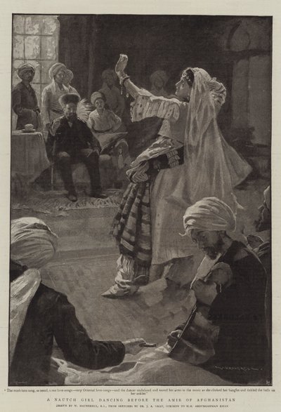 En Nautch Girl danser foran Amir of Afghanistan av William Hatherell