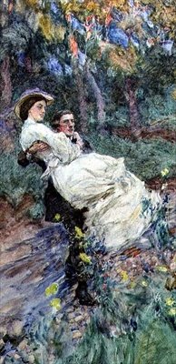 Crossing the Brook (akvarell på papir) av William Hatherell