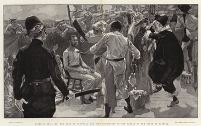 Crossing the Line, hertugen av Cornwall og York underkaster seg prøvelsen ved Court of Neptun av William Hatherell