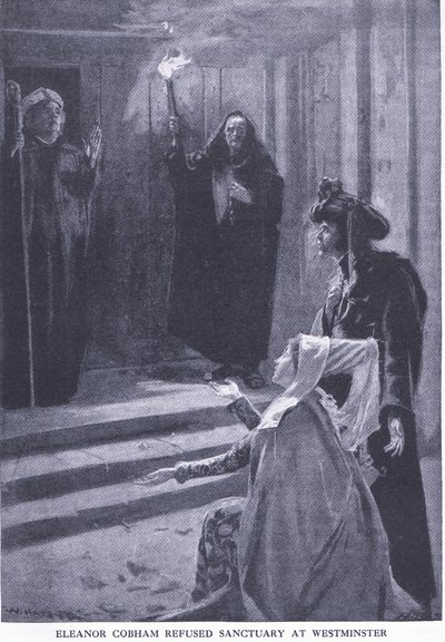 Eleanor Cobham nektet helligdom i Westminster, fra Cassells History of the British People utgitt av Waverley Book Company Limited, ca. 1940 av William Hatherell