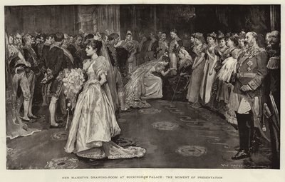 Hennes Majestets salong i Buckingham Palace, presentasjonsøyeblikket av William Hatherell
