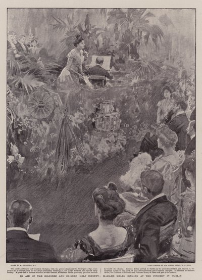 I Aid of the Soldiers and Sailors Help Society synger Madame Melba på konserten i Dublin av William Hatherell