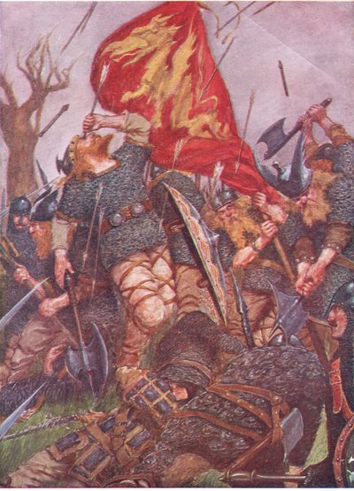 Det ene skaftet, som falt fra himmelen, gjennomboret det høyre øyet hans av William Hatherell