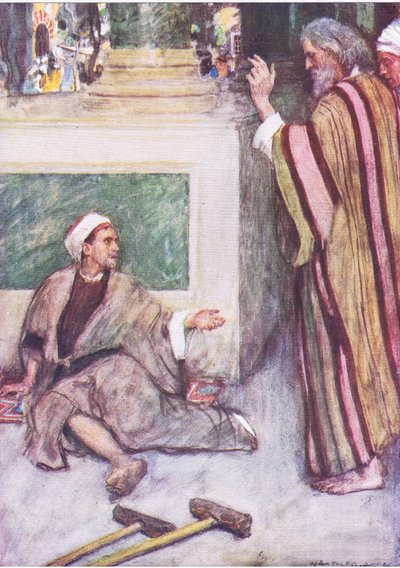Peter og John helbreder den lamme mannen, fra The Bible Story utgitt av Hodder & Stoughton, ca. 1930 av William Hatherell