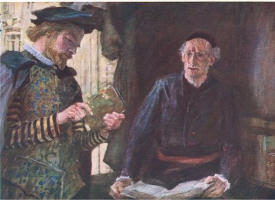 Shakespeare kjøper et bind i en bokbod, fra My Magazine, pub.1922 av William Hatherell
