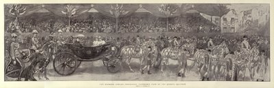Diamond Jubilee Procession, panoramautsikt over Queens Equipage av William Hatherell