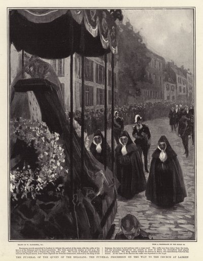 Begravelsen til dronningen av belgierne, begravelsesprosesjonen på vei til kirken i Laeken av William Hatherell