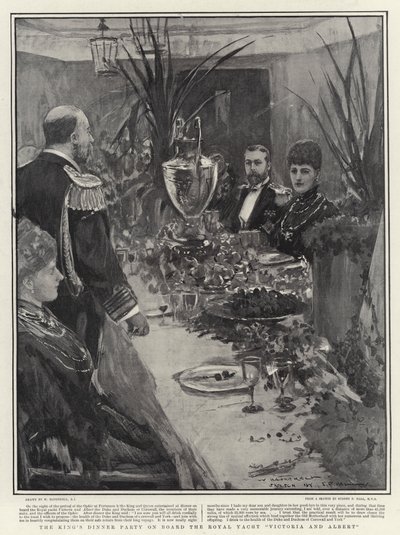 Kongens middagsselskap ombord på Royal Yacht Victoria og Albert av William Hatherell