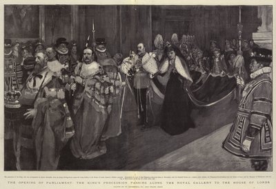 Åpningen av parlamentet, Kongens prosesjon som går langs Royal Gallery til House of Lords av William Hatherell