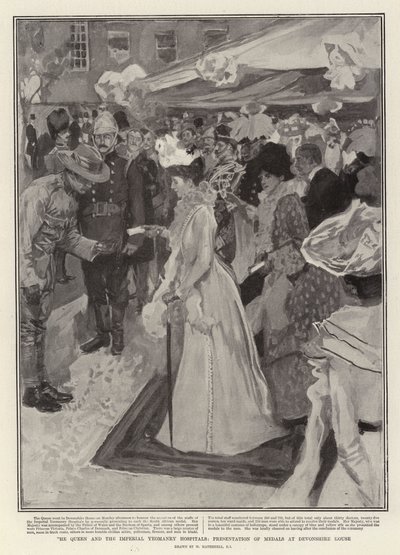 Dronningen og Imperial Yeomanry Hospitaler, presentasjon av medaljer i Devonshire House av William Hatherell