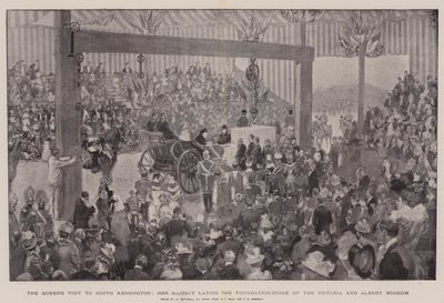 Dronningens besøk i South Kensington, Hennes Majestet som legger grunnsteinen til Victoria and Albert Museum av William Hatherell