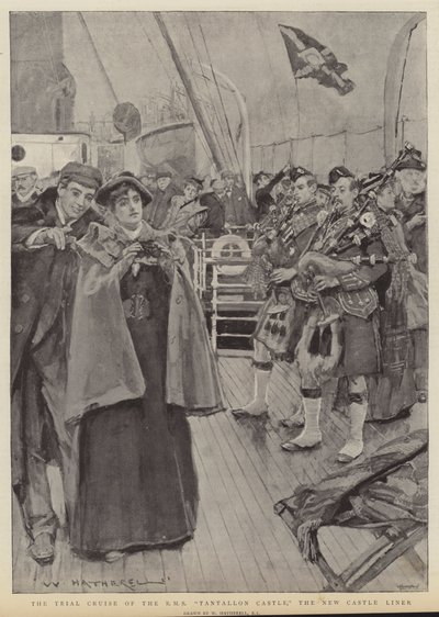 Prøvecruise av RMS Tantallon Castle, det nye cruiseskipet av William Hatherell