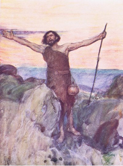 Stemmen til en som gråter i villmarken, fra The Bible Story utgitt av Hodder & Stoughton, ca. 1930 av William Hatherell