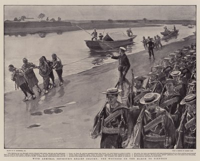 Med admiral Seymours hjelpesøyle, de sårede på mars til Tientsin av William Hatherell