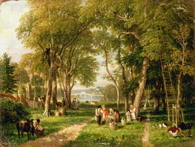 Valnøttsamling i Petersham, nær Richmond Bridge av William Havell