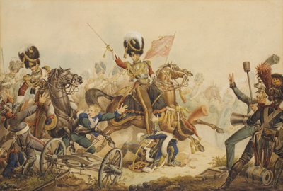 1. livgarde anklaget fransk artilleri i slaget ved Waterloo i 1815, 1820 av William Heath