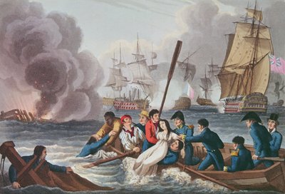 Anekdote ved slaget ved Trafalgar, gravert av Matthew Dubourg (fl.1813-20) fra 