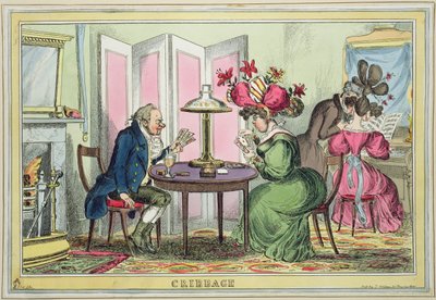 Cribbage, utgitt av Thomas McLean, London (farget etsning) av William Heath