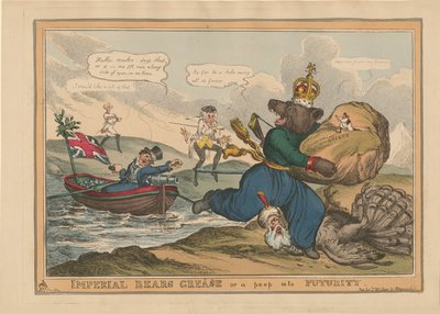 Imperial Bears Grease Hellas eller en titt inn i fremtiden. Karikatur om den russisk-tyrkiske krigen, 1828. av William Heath