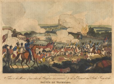 Tatt i tiden da Cuirassiers ble omringet av 79 Regiment og Scotch Greys i slaget ved Waterloo, 18. juni 1815, gravert av Romney og utgitt av Richard Evans, 1816 (co. av William Heath
