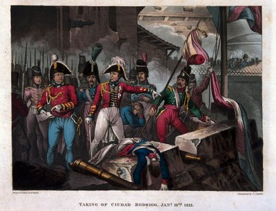 Inntak av Ciudad Rodrigo 19. januar 1812, publisert 1818 (akvatint) av William Heath