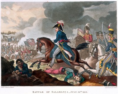 Hertugen av Wellington (1769-1852) i slaget ved Salamanca, 22. juli 1812, 1818 (farget akvatint) av William Heath