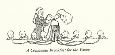 En felles frokost for de unge (litho) av William Heath Robinson