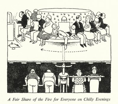 En rettferdig del av ilden for alle på kalde kvelder (litho) av William Heath Robinson