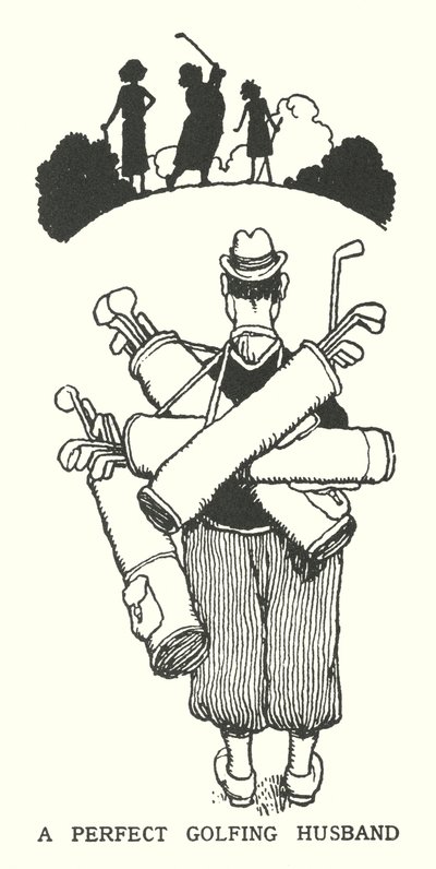 En perfekt golfektemann (litho) av William Heath Robinson