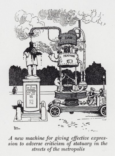 En ny maskin for å gi effektivt uttrykk for negativ kritikk av statuer i gatene i metropolen (litho) av William Heath Robinson