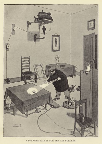 En overraskelsespakke til katteinnbruddstyven av William Heath Robinson