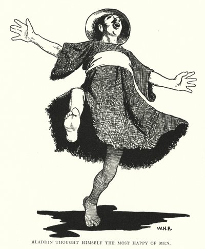 Aladdin mente seg selv som den mest lykkelige av menn (gravering) av William Heath Robinson